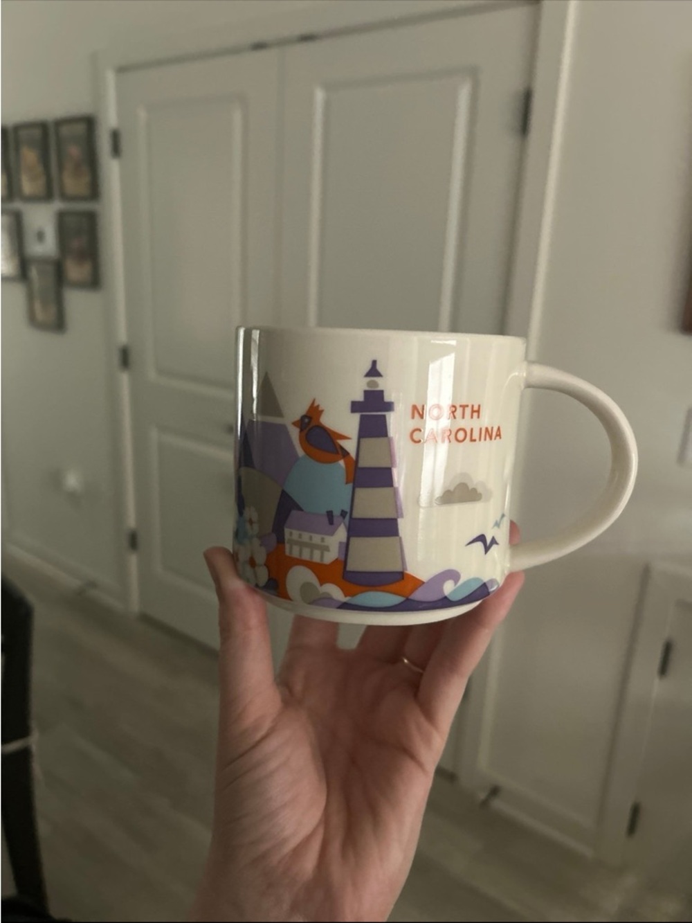 North Carolina Illustrated Lighthouse Mug - Purple & Orange- Starbucks